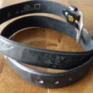 American Eagle Men's Leather Dress Belt Black Embossed Tooled Size 46 1"WX 51"L